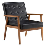 (75 x 69 x 84)cm Retro Modern Wooden Single Chair,Black PU 19517530