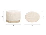 Hampton 18" Round Upholstered Ottoman with Scalloped Base, Speckled Egg Beige Chenille B2719P245958