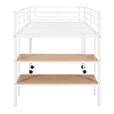 ZNTS Twin Size Metal Loft Bed with Desk and Shelves,White MF292498AAK