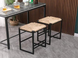Set of 2 Water Hyacinth Woven Bar Stools for Kitchen Counter Water Hyacinth Grass Backless Barstools W1757104744