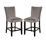 ZNTS Attractive Set of 2pc Counter Height Chairs Dining Room Furniture Gray Flannelette Seat Nailhead B011P246278