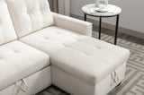 77 Inch Reversible Sectional Storage Sleeper Sofa Bed L-Shape 2 Seat Sectional Chaise With Storage W1203P146254