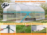 Walk-in Tunnel Greenhouse 1577 FT, Galvanized Steel Frame with 8 Mesh Windows & Roll-Up Zipper 24811007