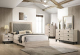 Contemporary 1pc Cream Finish California King Size Bed Bedroom Furniture Gray V-Design Headboard B011P236816