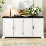 U_STYLE American Country Style Wooden Sideboard with Pine Doors and Legs, 4 Metal Handles, for N711P239354K