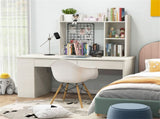 White Desktop Bookshelf for 27''/68.58cm Monitor, 93.9825.4073.66cm Engineered Wood Desk Hutch 55606998