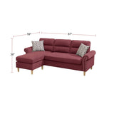Velvet Reversible Sectional Sofa in Paprika Red B01682327
