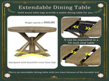 Retro Functional Extendable Dining Table with a 12" Leaf for Dining Room and Living Room 03330785