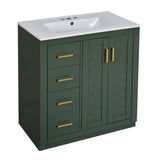 ZNTS 30'' Bathroom with Ceramic Sink Combo,Solid Wood Frame Bathroom Storage Cabinet, Freestanding N710P191970F