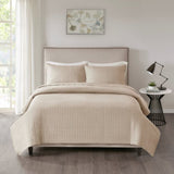 3 Piece Reversible Quilt Set Khaki King/Cal King B035128993