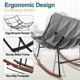 Outdoor Rocking Chair, Patio Egg Rocking Chair, Indoor Papasan Rattan Wicker Lounge Chair for Patio, 87826856