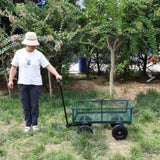 (Green solid wheels wagon cart) Solid wheels Tools cart Wagon Cart Garden cart trucks make it easier W227P162446