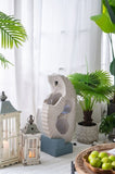 16.9x10.2x31.9" White Abstract Water Fountain with Blue Base with Light, for Indoor and Outdoor W2078138947