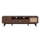 Wood Fashionable TV Stand for 75" TVs, TV Cabinet with Soft-Closing Door and Drop-Down Door Cabinet, N710P257619P