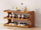 3 Tier Bamboo Shoe Rack, Free Standing Shoe Storage Organizer with Wood Grain Finish, Space Saving 21510435