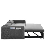 55" Modern Convertible Sofa Bed with 2 Detachable Arm Pockets, Velvet Loveseat Sofa with Pull Out W119363990