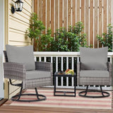 3-Piece Wicker Patio Furniture Set Rattan Swivel Chairs with Coffee Table, Outdoor Seating for T2712P307556