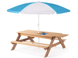 3-in-1 Kids Outdoor Wooden Picnic Table With Umbrella, Convertible Sand & Wate, Gray ASTM & CPSIA 13677704