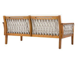 Outdoor Acacia Wood Loveseat & Coffee Table Set with Handwoven Rope, Teak Finish N768P363954T