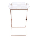 ZNTS Clear and Copper Tray Table with Removable Tray B062P181412