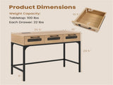 35.5" Narrow Console Table with LED Lights & Power Station, 3-Drawer Entryway Sofa Table with 08284506