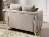 Leena Contemporary Style Upholstery Loveseat Made with Wood in Gold accent & Beige B009P264618