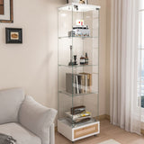 Modern Display Cabinet with Drawer , Quick-assembly Antique Cabinet with LED lights, Tempered W241P268237