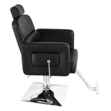 ZNTS PVC Leather Cover Galvanized Square Plate With Footrest Reclining Barber Chair 300lbs Black HZ8897B 70318584