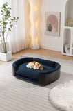 ZNTS Scandinavian style Elevated Dog Bed Pet Sofa With Solid Wood legs and Black Bent Wood Back, Cashmere W794125949