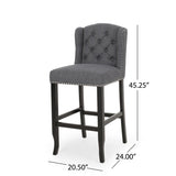 Vienna Contemporary Fabric Tufted Wingback 31 Inch Counter Stools, Set of 2, Charcoal and Dark Brown 64856.00CHAR