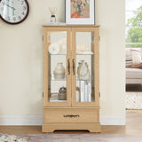 Glass Cabinet Lighted Glass Cabinet Curio Display Cabinet with Adjustable Glass Shelves 2 Doors and W2275P178890