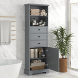 ZNTS Gray Tall Storage Cabinet with 3 Drawers and Adjustable Shelves for Bathroom, Study, Office and 62014329