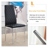 Grid armless high backrest dining chair, black chair and 6-piece set of electroplated metal legs, W1151107275