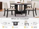 47.3" Round Dining Set with 4 Upholstered Dining Chairs, Modern Round Dining Table Set for 4, 21351538