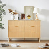 Bedroom Dresser, 6 Double Dressers with Wavy Drawers, Wooden Chest of Drawers for Children's Room, W1162P190403