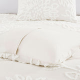 King/Cal King 3 Piece Tufted Cotton Chenille Floral Duvet Cover Set B035129182