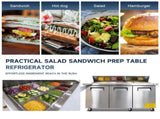 Orikool 72M IN Commercial Refrigerators Sandwich&Salad Prep Table with a Butcher Block Cutting W2095P410619