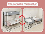 Iron Twin Bunk Bed with Removable Linen Storage Pockets, Convertible into Two Beds, Space-Saving W1935P534748