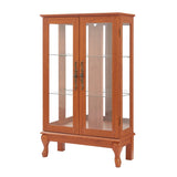 2 Doors Curio Cabinet with Tempered Glass Doors, Curio Cabinets with Mirrored Back Panel and W2275P300143
