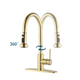 Stainless Steel Pull Down Kitchen Faucet with Sprayer Brushed Gold JYBB412BG