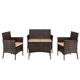 ZNTS 2pcs Arm Chairs 1pc Love Seat & Tempered Glass Coffee Table Rattan Sofa Set Brown Gradient 57903633