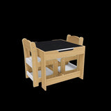 3-in-1 Kids Study Table & Chairs Set - Multi-Functional Activity Table with Detachable Blackboard W2700P311797