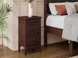 2-Drawer Nightstand for Bedroom, Mid Century Retro Bedside Table with Classic Design,Dark Walnut WF308187AAD