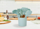 11Pcs Silicone Cooking Utensil Set Heat Resist Wooden Handle Silicone Spatula Ladle Spaghetti Server 78150001