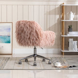 HengMing Modern Faux fur home office chair, fluffy chair for girls, makeup vanity Chair W21222750
