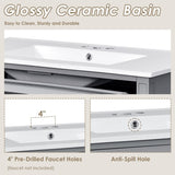 36'' Bathroom Vanity with Top Sink, Modern Bathroom Storage Cabinet with 2 Drawers and a Tip-out N710P230246E