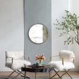 24"x28" Gold Round Mirror, Circle Mirror with Iron Frame for Living Room Bedroom Vanity Entryway W2078126762