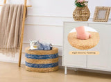 Handmade Woven Foot Stool Natural Water Hyacinth Ottoman for Home Decor & Seating 21252952