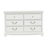 ZNTS Classic Traditional Style Dresser of 6x Drawers White Finish Bedroom Antique Handles Wooden B01182191