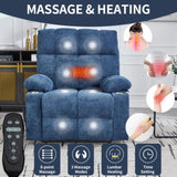 Blue Dual Motor Infinite Position Up to 350 LBS Chenille Power Lift Recliner Chair, Heavy Duty W3224P290205